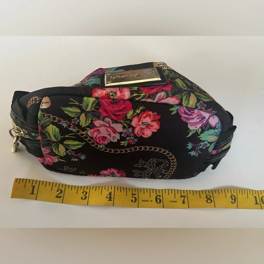 Betsey Johnson Black floral Cosmetic bag